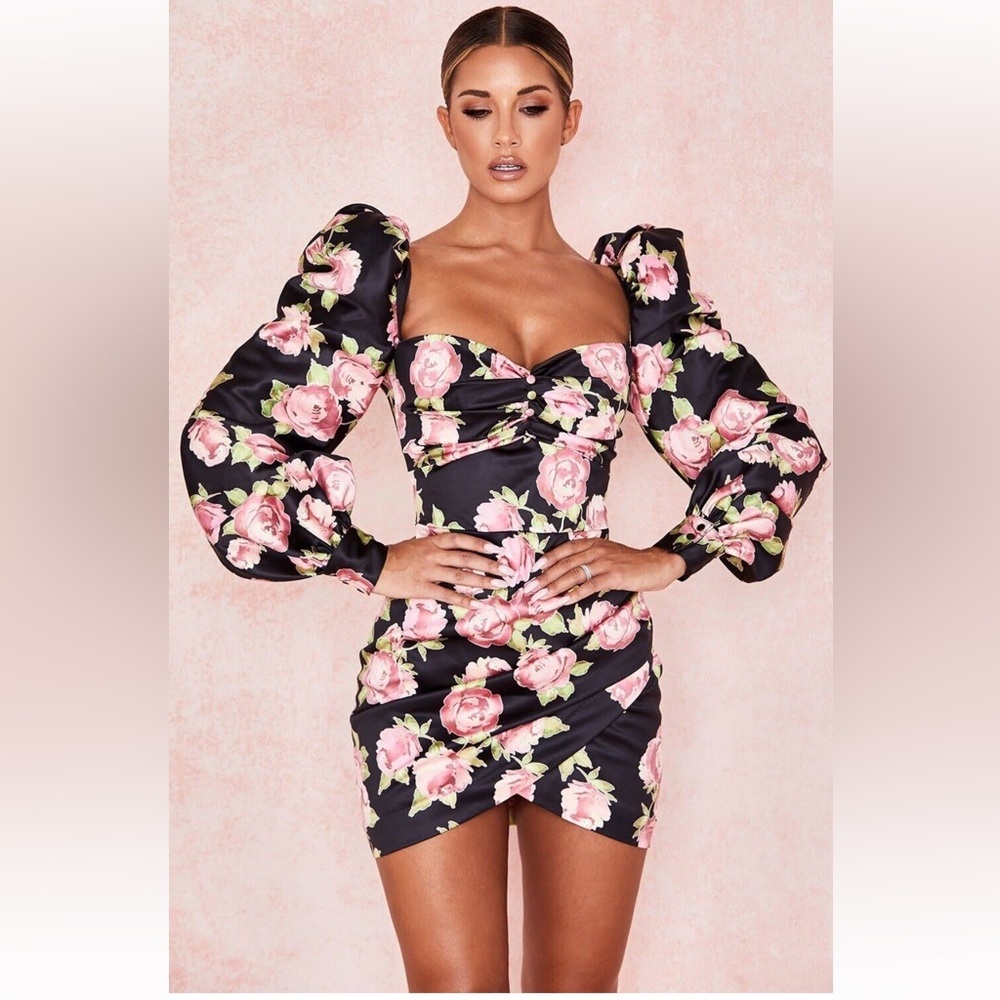 House of CB Amaryllis Rose Print Mini Dress